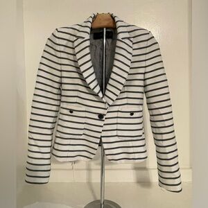 Zara Navy Blue and White Striped Blazer
